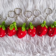 Strawberry Fuzzy Wire Keychain