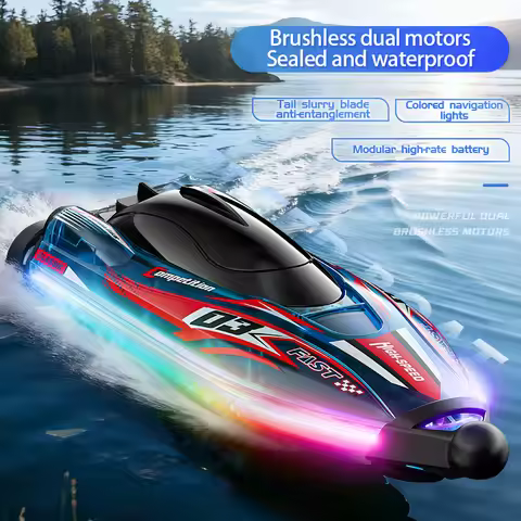 New RC Boat S25 Colorful Lights Waterproof And Collision Resistant RC Boat 2.4G RC Boat Children Wat