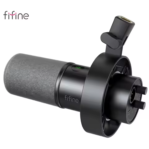 FIFINE Dynamic USB/XLR Microphone with Gain Knob/Touch-mute/Headphone Jack,Recording Mic for PC Soun