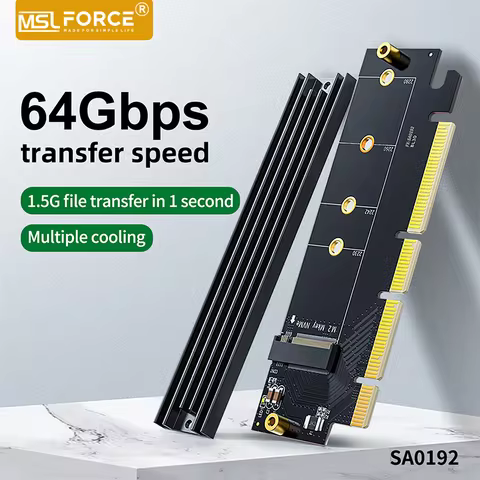 M2 NVMe SSD to PCI-e x16 Adapter Board Support 2280/2260/2242/2230 with Heatsink Cover M.2 NVMe SSD 