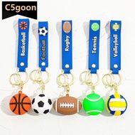 C5GOON Creative Mini 3D Ball Keychain Silicone Football Basketball Volleyball Tennis Rugby Key Ring 