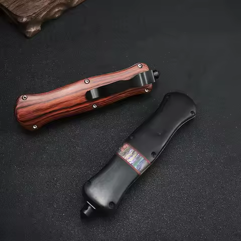 BM Knives 3300 Quick OTF A016 TechKnife 440C Steel WooD Handle EDc Camping Survival Pocket Knives