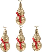 Ciieeo 4pcs Gourd Ornaments Chinese Gourd Water Bottle Decor Brass Wu Lu Gourd Sculpture Gourd Adorn Tabletop Decor Gourd Bottle Feng Shui Hu Lu Copper Reward Office Natural