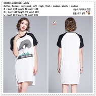 AB638661 Casual Mini Dress Kaos Santai Wanita Korea Import Putih White