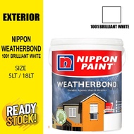 Nippon Weatherbond 18Litre Brilliant White 1001 Cat Putih Luar Rumah Berkilat Nippon Weatherbond