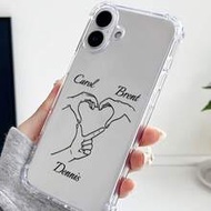 เคสโทรศัพท์ใสกันตก ลายเส้นสีดำแบบกำหนดเองสำหรับครอบครัวและเพื่อน จับมือกัน พร้อมลายเซ็น เหมาะสำหรับ 