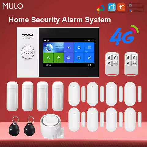 Mulo Smart Home WIFI Wireless Home Alarm System PG107 Tuya 4G Burglar Security Alarm Support Alexa &
