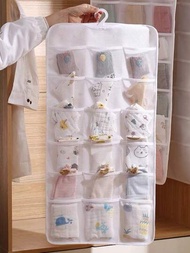 1入組18個隔層的壁掛式衣櫃收納袋,適用於衣服、襪子、小物品等,掛在門後進行分類收納