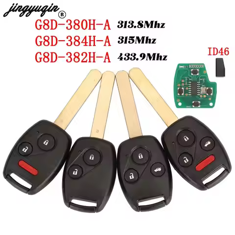 jingyuqin 313.8/315/433.92Mhz Remote Car Key ID46 for Honda Accord Element CRV HRV City Odyssey Civi