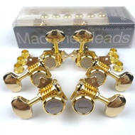 WK-NEW Vintage 1:16 Open Gear Locking Tuning Pegs Gear Butterbean Guitar Machine Heads Tuners Gold