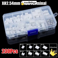 SECELPH 230Pcs Pin Connector, XH2.54 Housing Kit 2.54mm Pitch Terminal, 4 Value Male And Female 2p 3