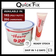 QuickFix HITARY 928 Poly Putty 1kg Grey Mercury Hardener 35g Simen Kereta