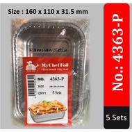 4363-P MyChef Rectangle Aluminium Foil Tray with Clear Lid | 5sets