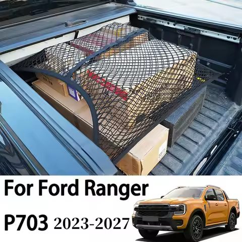 For Ford Ranger P703 T9 XL XLT Wildtrak Raptor 2023-2026 Rear Trunk Net Luggage Cargo Fixed Strap Tr