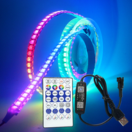 Seville เทปแถบไฟ LED ไฟ WS2812B IP30 1M-5M RGB 5050สายโคมไฟแบบยืดหยุ่น5V USB บลูทูธควบคุมไฟด้านหลังท