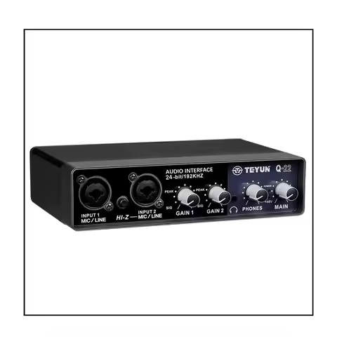 TEYUN Q-22 Professional Audio Sound Card with Monitor Electric Guitar Recording for Live Broadcast S