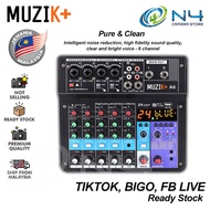MUZIK+ A6 6 channel Audio Mixer with Bluetooth and USB for Live, Music, Karaoke, Podcast with MP3 Pl