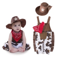 Baby Toddler Western Cowboy Costume for Kids,Cowboy Hat Outfit for Boy Cowgirl Romper Halloween Cost