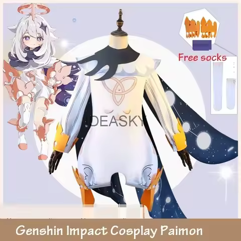 Cosjie game Genshin Impact Cosplay Paimon Outfit Party Dress Uniform Anime Cosplay Costume Cute Kawa