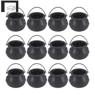 12Pcs Mini Black Cauldron with Handle Halloween Mini Witch Cauldron Halloween Pot Candy Holder for H