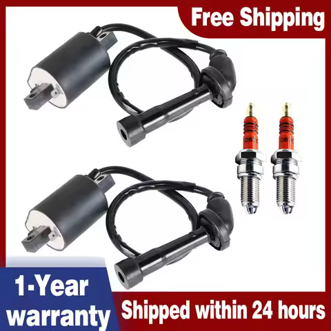 4VW-82370-00-00 2x Ignition Coil Spark Plug For Yamaha V Star 650 XVS650 4VR-82320-00
