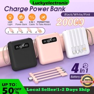 20000mah Power Bank Fast Charing Powerbank With 4 Cables  Mini Powerbank Digital Display Large Capacity Portable