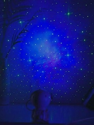 1入組銀河星空投影機led夜燈,宇航員燈光,旋轉天花板裝飾燈禮品,星空星星usb Led臥室夜燈,生日裝飾遙控燈