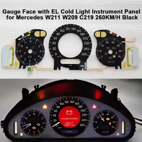 260KM/H Gauge Face with EL Cold Light Instrument Panel for Mercedes W209, W211, C219 Black White