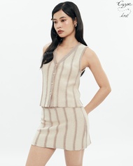 CUPPA - ECLAIR Knit Vest (3 สี) เสื้อกั๊กไหมพรม ทรงผ่าหน้า ติดกระดุม ทอสีเรียบสลับเส้นด้ายเทกซ์เจอร์