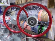 ชุดล้อSUZUKI RC80-100-110 ดุมเดิมสีบร์อน ใส่รถRC80 RC100 หม่ำ คิสตัล สวิง สปิ้นเตอร์ โรลเยล วงล้ออลู