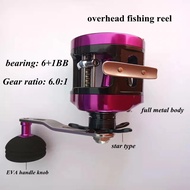 FISHGANG Overhead Fishing Reels 6.0:1 320g 6+1BB Purple Full Metal Spoon Star Drag Slow Jigging Fish