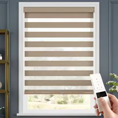 Motorized Window Blinds Zebra Light-Filtering Smart Blinds Remote Control Smart Blinds Curtains