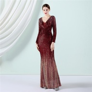 Evening dress womens new banquet Sequin fishtail prom party dress long gown formal birthday dress we