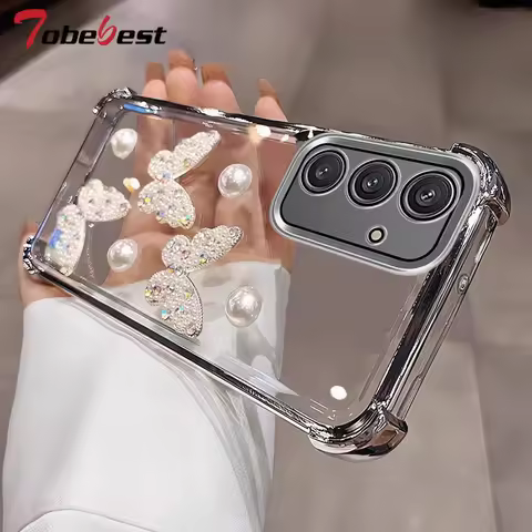 3D Pearl Butterfly Shockproof Plating Case for Samsung Galaxy A16 A26 A36 A56 A06 A15 A25 A35 A55 A1