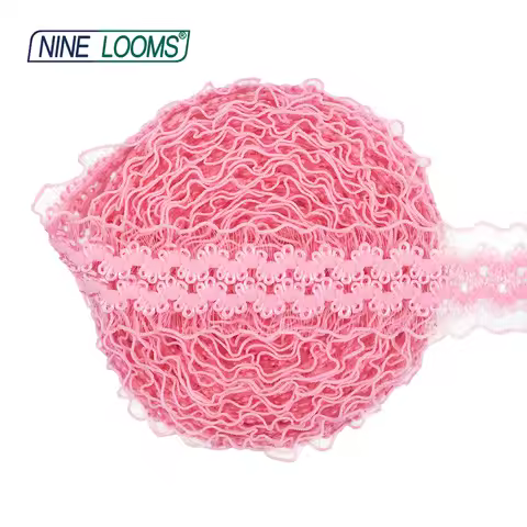 NINE LOOMS Mesh Frilly Lace Trim Elastic 1-1/8" 30mm Ruffled Spandex Band Bra Strap Underwear Linger