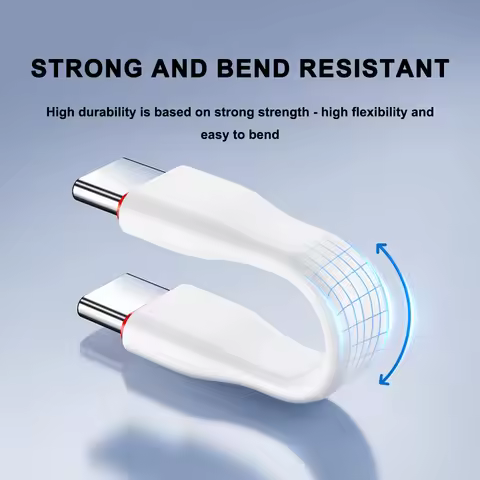 JEYI 20Gbps 90° USB Cable C to C PD 3A 60W 75MM Mobile Power USB-C Cable for iPhone15Pro, MacBook Ta