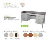(FREE Delivery Klang Valley) 5 Double Pedestal Desk (Melamine Chipboard Top)