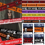 2025 Halloween Decoration Warning Tape Signs Halloween Prop Window Party Danger Warning Lline Hallow