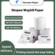 Hot sale 500pcs Waterproof Shopee Waybill Sticker,  Roll Thermal Printing Paper A6  size AWB Shipping Label for J&amp;T, Ninja Van, Pos Laju
