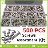 500Pcs M3 M4 M5 Stainless Steel Hex Socket Screw Nuts Bolt Cap Socket Assortment Set M3 Screw M4 Scr