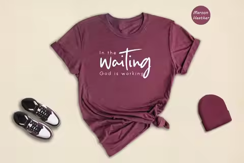 In The Waiting God Is Working T Shirt Christian Bible Verse Jesus Lover Faith Religious Inspirationa