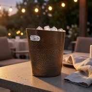 Hammered Ice Tub Tapered Shape Metal Ice Tub Metal Beverage Tub Sturdy Decorative Container Easy to 