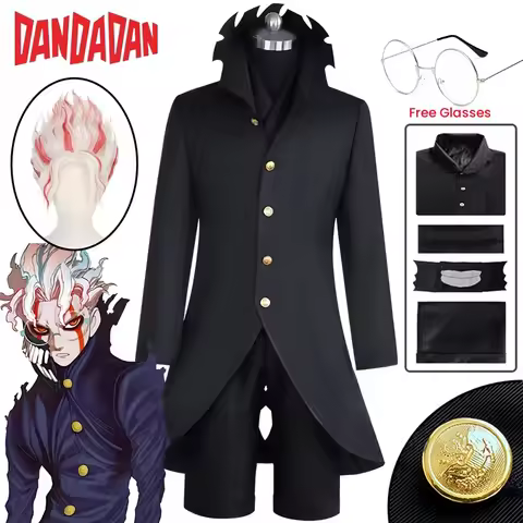 Ken Takakura Okarun Cosplay Costume Anime Dandadan Okarun Granny's Powers Black Uniform Face Cover G