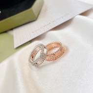 【High version 1: 1】Vca 18k gold kaleidograph narrow version ring women light luxury ring commuting a