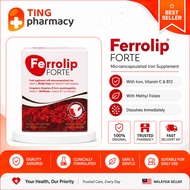 Ferrolip FORTE Iron Supplement with Vitamin C, Methyl Folate & B12 - Direct Melt Powder (30 Sticks)