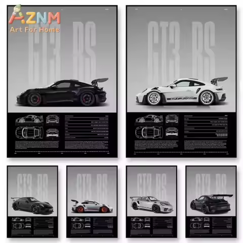 1pc Minimalist 911 GT3-RS 718 GT4 RS Hyper Car Sports Car Supercar Poster Canvas Painting Wall Art P