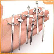 [SzxflieebMY] 6 X Knight's Sword Pendants, Mini Alloy, Long Pendants, Decorative Swords for Miniatur