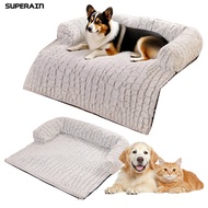 SPR♘Dog Couch Bed Pet Calming Couch Plush Thermal Cat Bed with Anti-Slip Bottom Washable Removable C