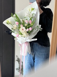 粉色鬱金香花束 鮮花花束 快速出貨 鬱金香 粉色系