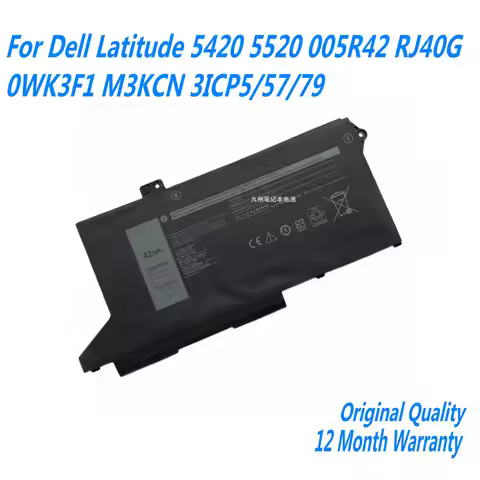 New 11.4V 42WH WY9DX Laptop Battery For Dell Latitude 5420 5520 005R42 RJ40G 0WK3F1 M3KCN 3ICP5/57/7